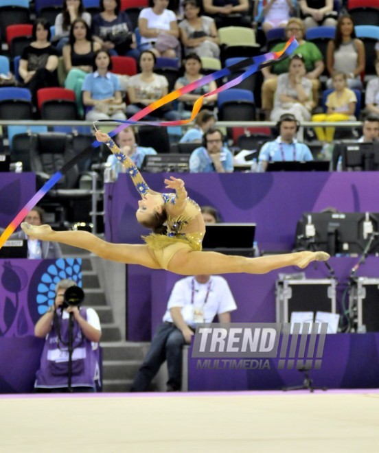 Avropa Oyunlarında bədii gimnastika üzrə lentlə hərəkətlər. Bakı, Azərbaycan, 21 iyun 2015